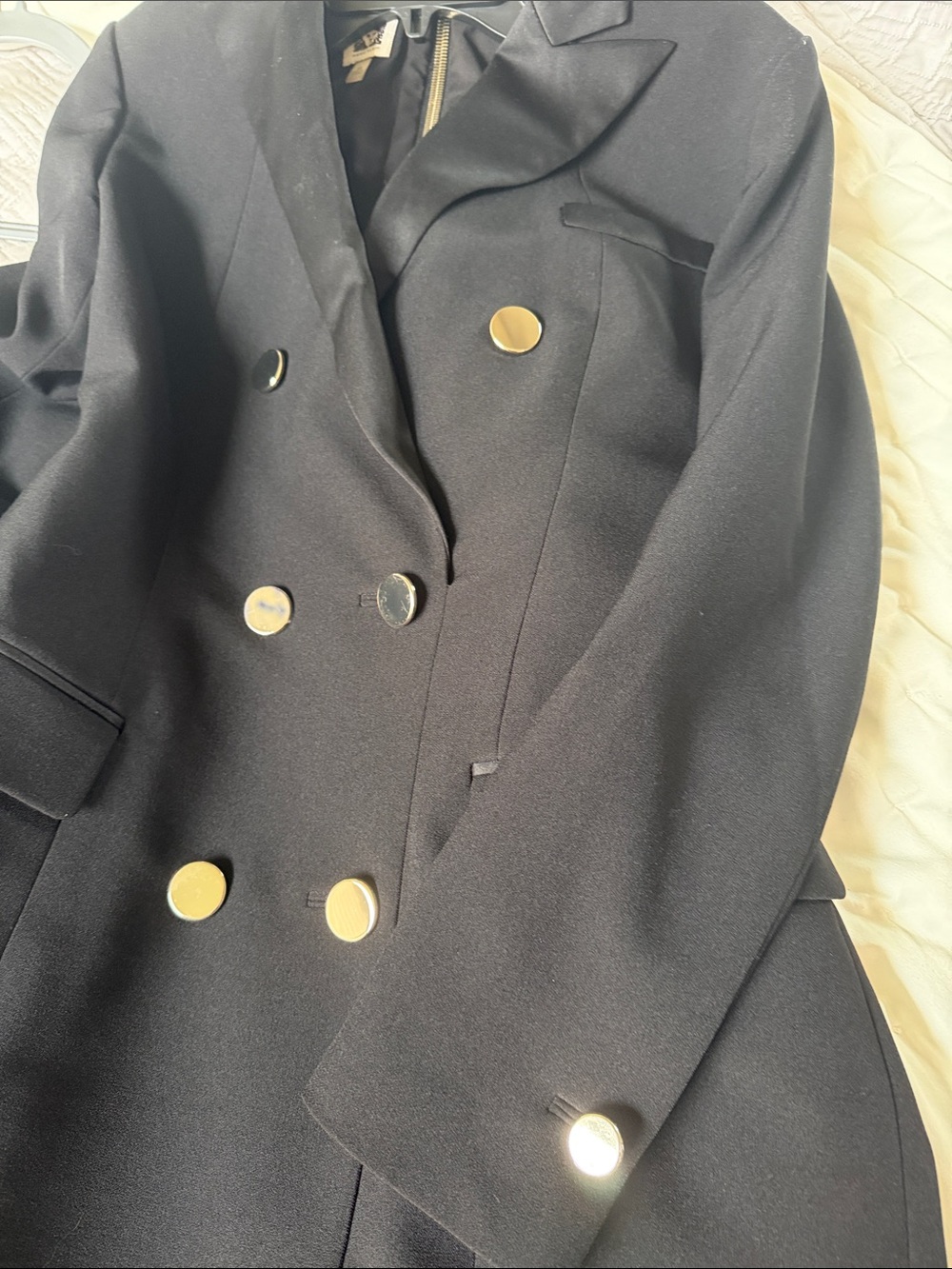 Anne Klein Black Double-Breasted above knee dress with Gold Buttons - Picture 4 of 4